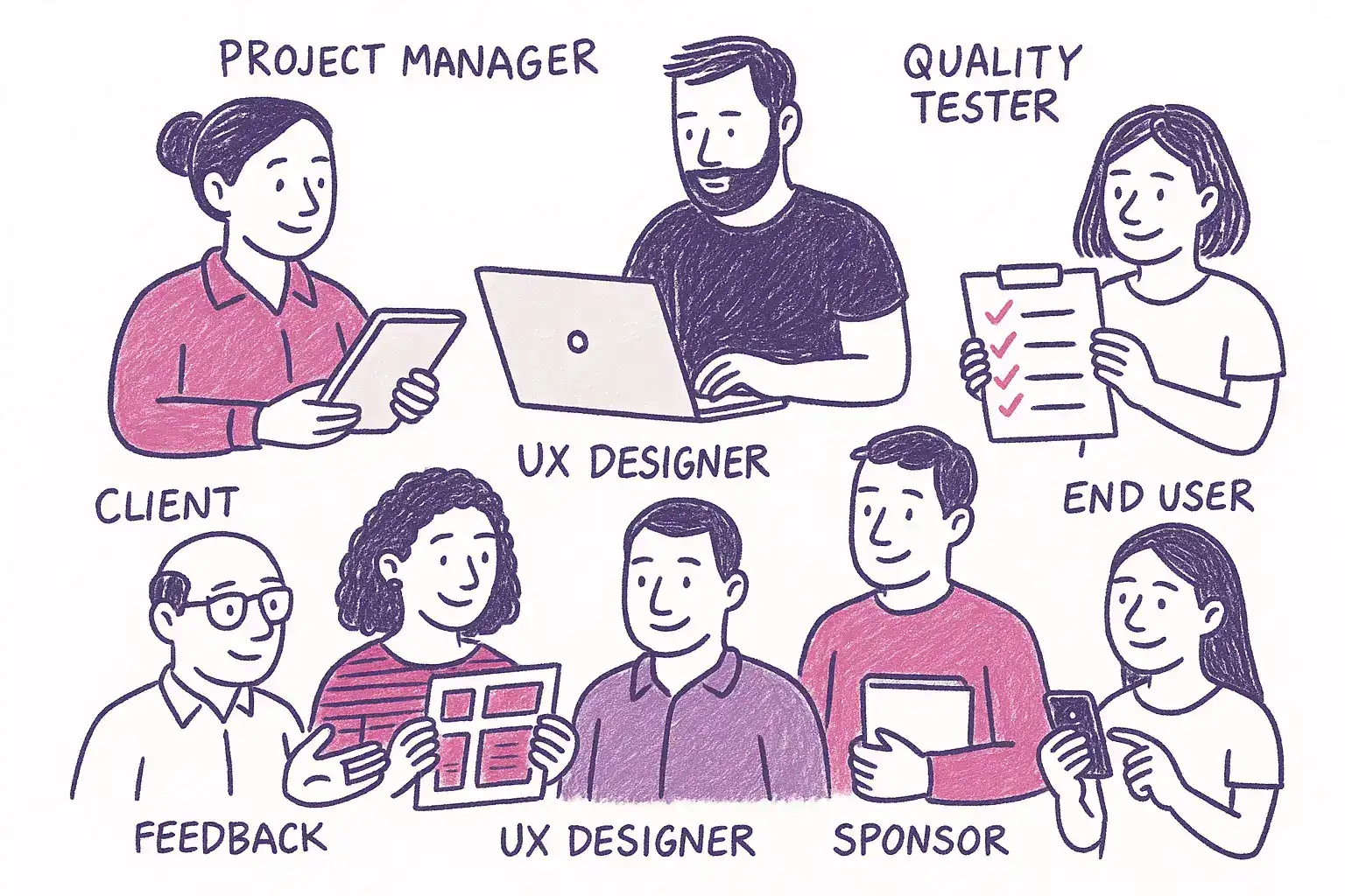 Ilustración de stakeholders en el desarrollo de software