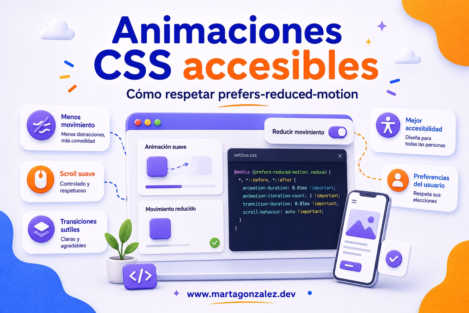 Animaciones CSS accesibles: cómo respetar prefers-reduced-motion