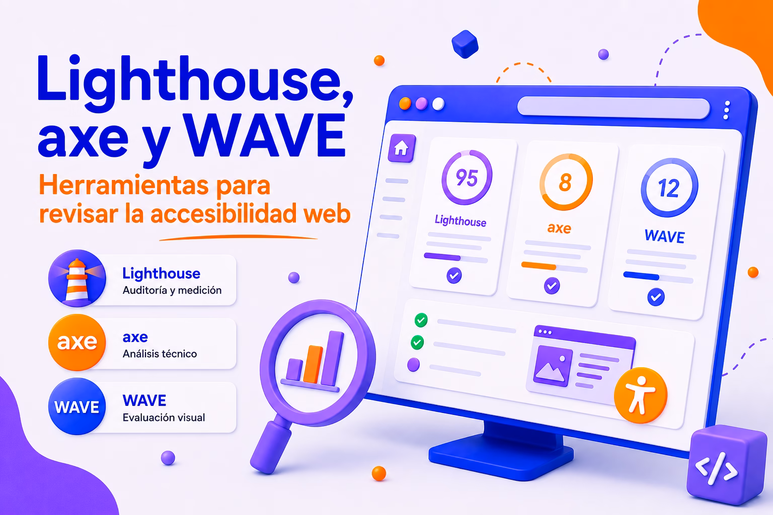 Herramientas para revisar la accesibilidad web: Lighthouse, axe y WAVE