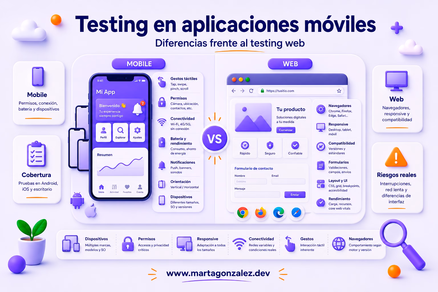 Testing en aplicaciones móviles: diferencias frente al testing web