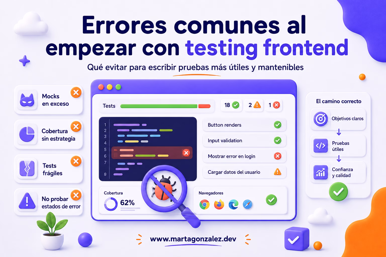 Errores comunes al empezar con testing en desarrollo frontend